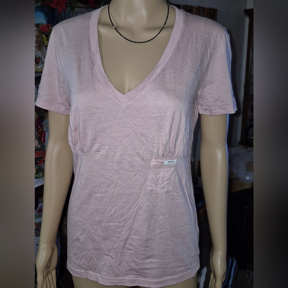 Prada Women's Pink V-Neck Top